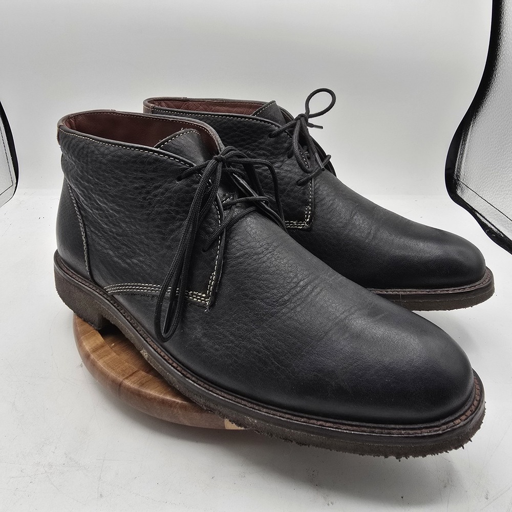 Johnston Murphy Copeland Sheepskin Leather Chukka Boot Men 10M Black Crepe Sole